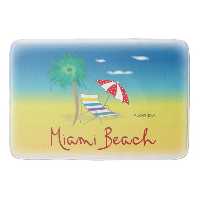 Tapis De Bain Miami Beach, Floride Palm Cool Amusant (Devant)