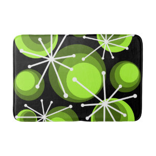 Tapis De Bain Mid Century Circles Starburts Chartreuse