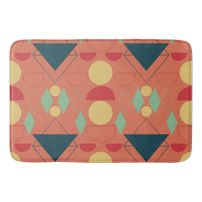 Tapis De Bain Mid Century Mod Orange géométrique (Devant)
