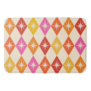 Tapis De Bain Mid-Century Moderne Starbursauts sur Diamants Rétr