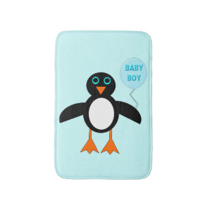 Tapis de bain Mignon Bébé Garçon Pingouin Bleu