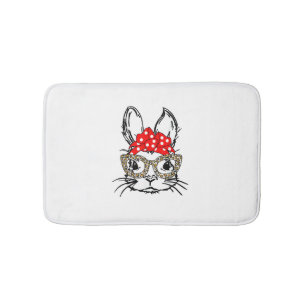 Tapis De Bain Mignonette Empreinte de léopard Visage Bandana Rou