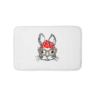 Tapis De Bain Mignonette Empreinte de léopard Visage Bandana Rou