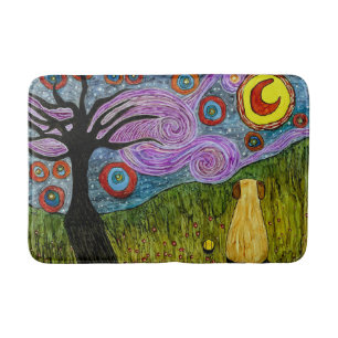 Tapis De Bain Mignonne et colorée Doggy Starry Night Bath Mat