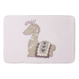 Tapis De Bain Mignonne Llama Princesse portant une couronne