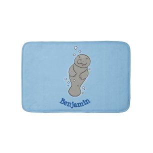 Tapis De Bain Mignonne manatée bébé avec bulles illustration