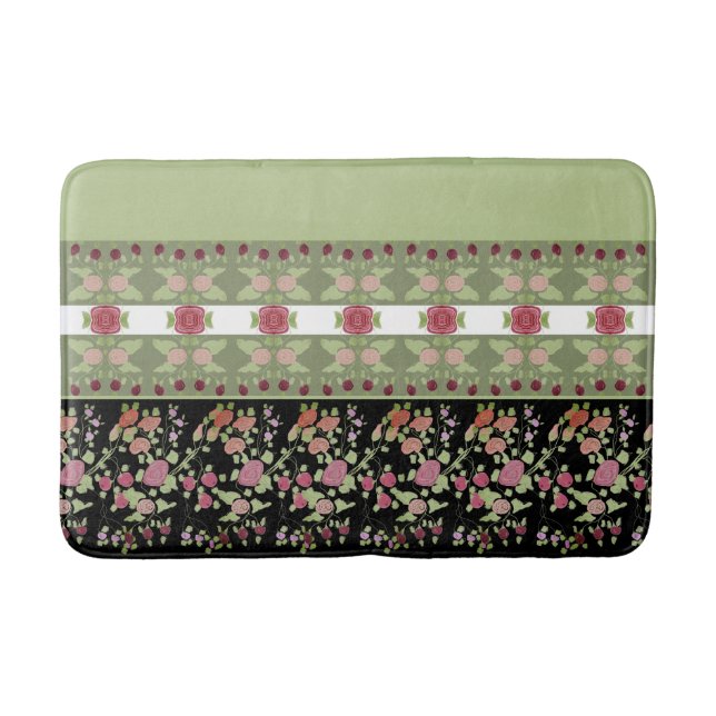 Tapis De Bain Mint vert noir rose et bordeaux (Devant)