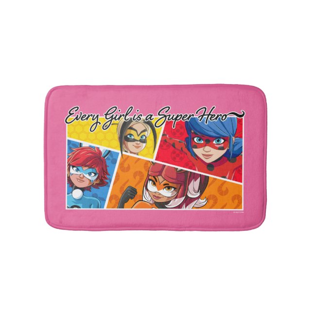 Tapis De Bain Miraculeux Chaque fille est un super héros (Devant)