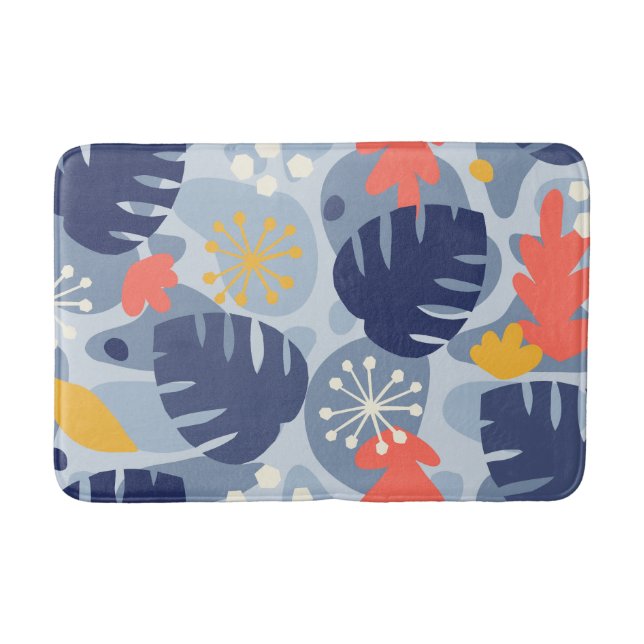 Tapis De Bain Mod Feuille Monstera Abstrait Hawaiien Tropical -B (Devant)