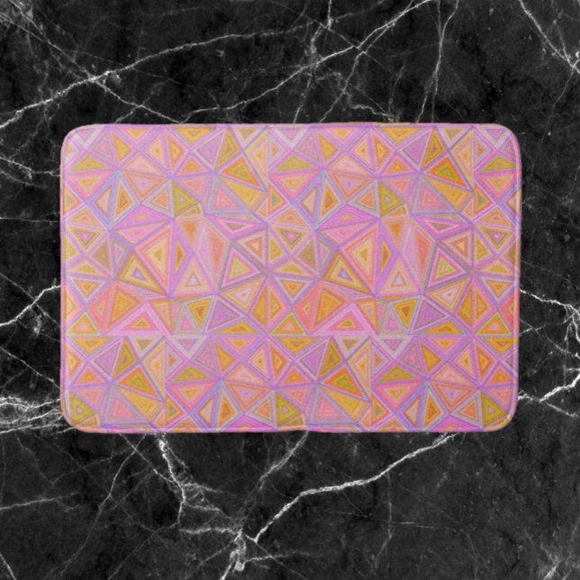 Tapis De Bain Mod rose violet et jaune géométrique (Créateur téléchargé)