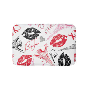 Tapis De Bain Mode Paris, calligraphie motif Tour Eiffel.