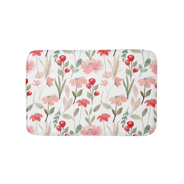 Tapis De Bain Modèle floral moderne Berry Cherry (Devant)
