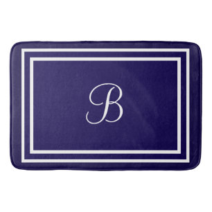 Tapis De Bain Modèle initial ou nom bleu foncé