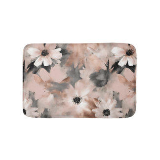 Tapis De Bain Modern Blush Pink Gray Floral 