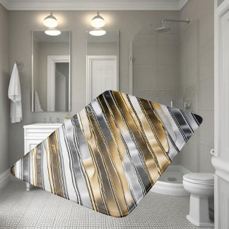 Tapis De Bain Modern, cool, chic, silver and gold stripe pattern