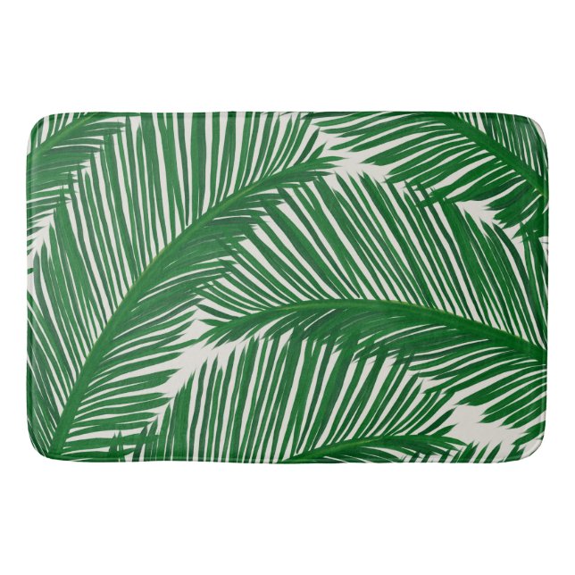 Tapis De Bain Modern Green Palm Leaf Tropical Pattern (Devant)