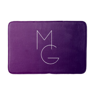 Tapis De Bain Moderne 2 Initiales Ombre subtile violet profond