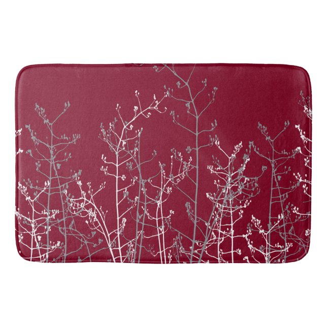 Tapis De Bain Moderne Abstrait Élégant Fleurs Bourgogne (Devant)