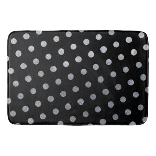 Tapis De Bain Moderne Élégant Simple Chic Pois d'argent noir