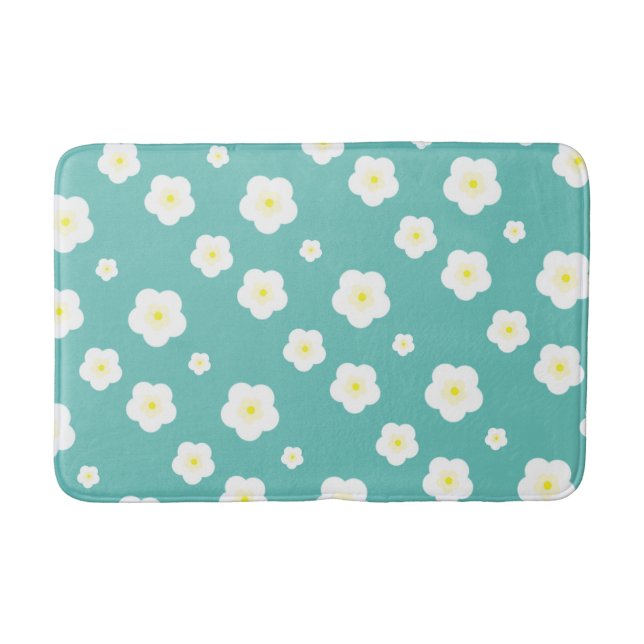 Tapis De Bain Moderne Printemps aqua dégradé de la flore jaune m (Devant)
