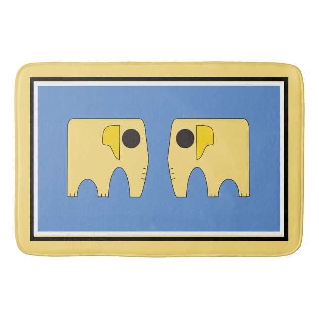 Tapis De Bain Mon éléphant ensoleillé sur le bleu (Devant)