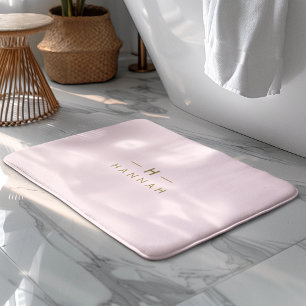Tapis De Bain Monogram Blush   Elegant Gold Minimum