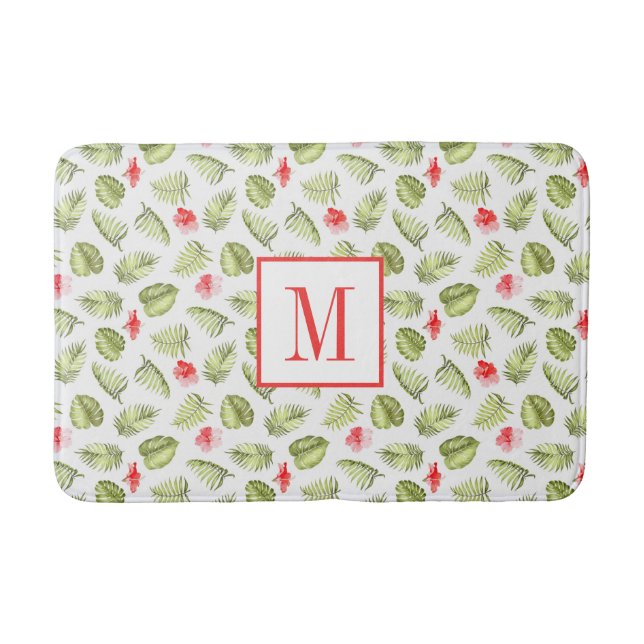 Tapis De Bain Monogram Tropical Palm Feuille Motif (Devant)
