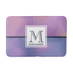Tapis De Bain Monogramme Abstrait moderne violet et rose