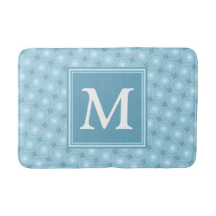 Tapis De Bain Monogramme ange bleu cercles motif