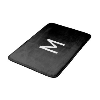 Tapis De Bain Monogramme blanc minimal sur noir