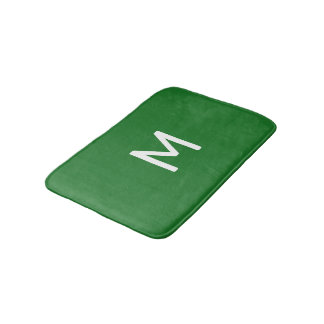 Tapis De Bain Monogramme blanc minimal sur vert