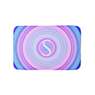 Tapis De Bain Monogramme bleu rose néon coloré