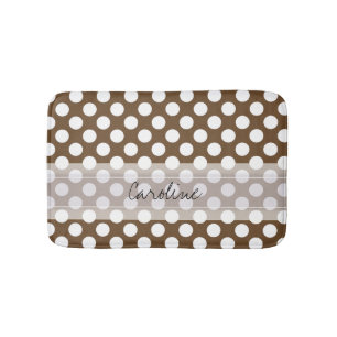 Tapis De Bain Monogramme Brown blanc tendance Motif Polka Dot Fu