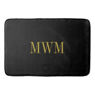 TAPIS DE BAIN MONOGRAMME CHIC DU BAIN MAT_BLACK SOLID/GOLD
