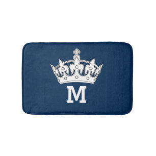 Tapis De Bain Monogramme Couronne Blanche Personnalisé