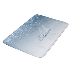Tapis De Bain monogramme de bain bleu parties scintillant