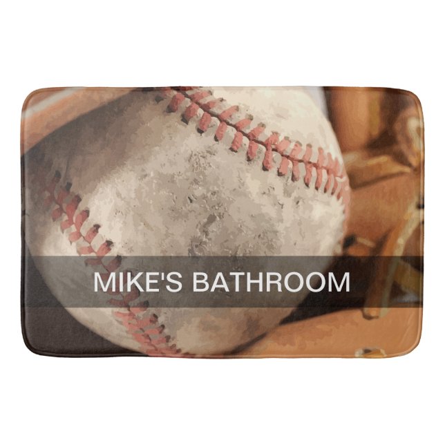 Tapis De Bain Monogramme de baseball (Devant)