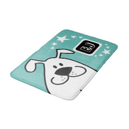 Tapis De Bain Monogramme de chien de caricature mignon