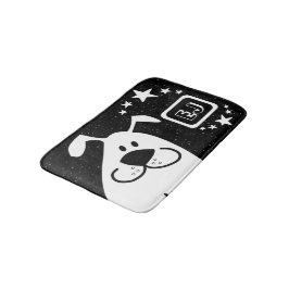 Tapis De Bain Monogramme de chien de caricature mignon