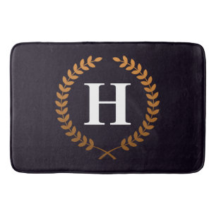 Tapis De Bain Monogramme de couronne de laurier d'or