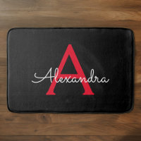 Monogramme de nom de fille de script noir rouge
