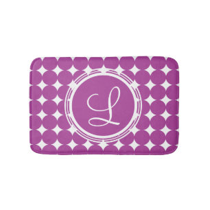 Tapis De Bain Monogramme de point Polka violet