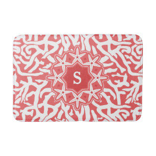 Tapis De Bain Monogramme d'étoiles de mer de récif coralien de