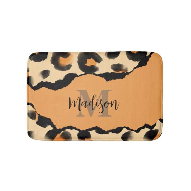 Tapis De Bain Monogramme Empreinte de léopard mou (Devant)