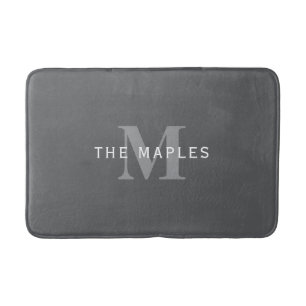 Tapis De Bain Monogramme et nom gris foncé moderne