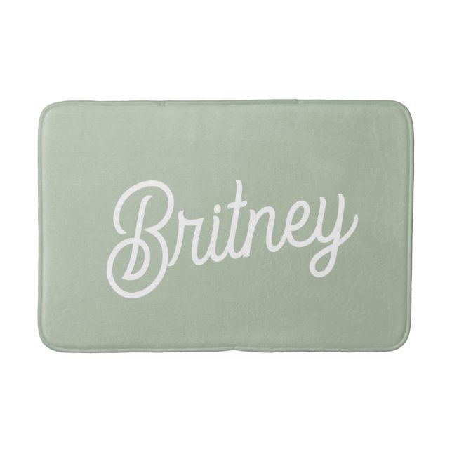 Tapis De Bain Monogramme et nom personnalisés de Sage Vert moder (Devant)