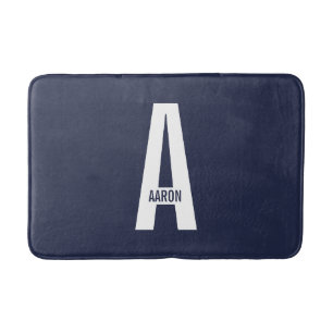Tapis De Bain Monogramme et nom personnalisés modernes