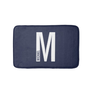 Tapis De Bain Monogramme et nom personnalisés modernes