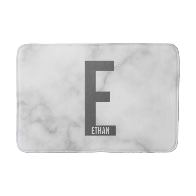 Tapis De Bain Monogramme et nom personnalisés modernes (Devant)