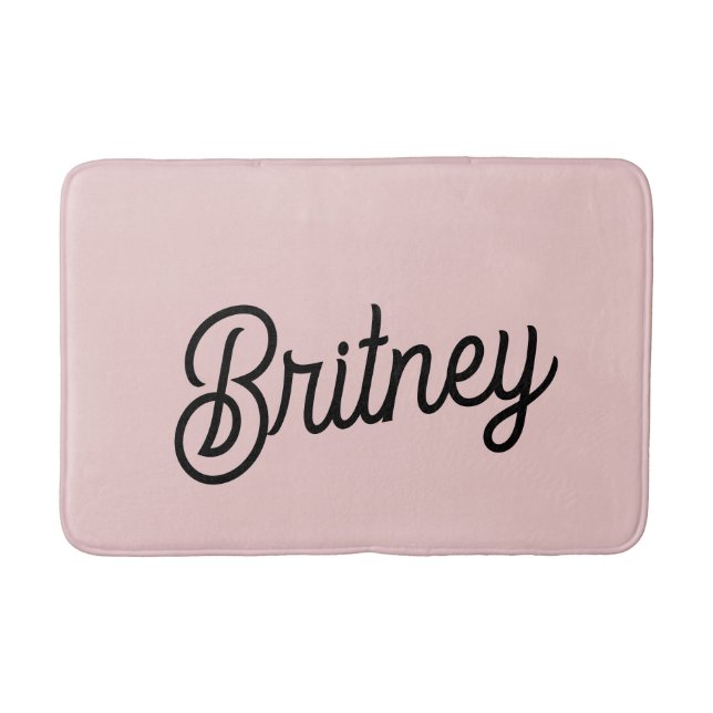 Tapis De Bain Monogramme et nom rose pâle moderne (Devant)